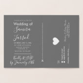 Informele grijze en gouden hart RSVP- en trouwkaar Folie Kaarten (Binnen)