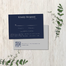 Informele handgeschreven typografie zilver & marin RSVP kaartje