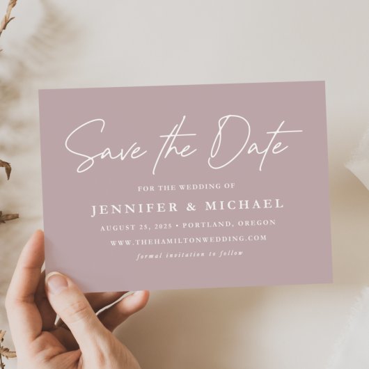 Informele Huwelijk Dusty Purple Schrift Save The Date