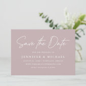 Informele Huwelijk Dusty Purple Schrift Save The Date (Staand voorkant)