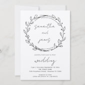 Informele Laurel Leaf Line Art QR Code Weddenschap Kaart (Voorkant)