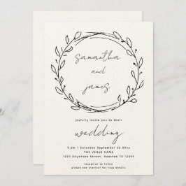 Informele Laurel Leaf Line Art QR Code Weddenschap Kaart