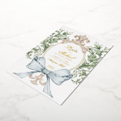 Informele Leaf Crest w / Bow | Monogram bruiloft Folie Uitnodiging (Gedraaid)