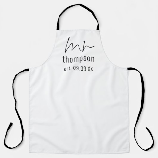 Informele Manuscript Mr Name Wedding Date Schort (Voorkant)