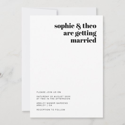 Informele minimalist | Modern Retro Casual huwelij Kaart (Voorkant)