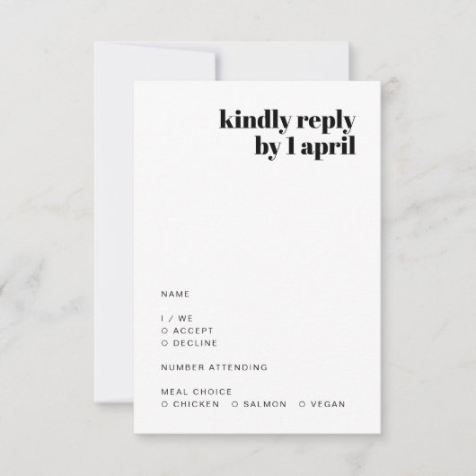 Informele minimalist | Modern Retro Casual huwelij RSVP Kaartje (Voorkant)