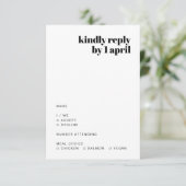 Informele minimalist | Modern Retro Casual huwelij RSVP Kaartje (Staand voorkant)