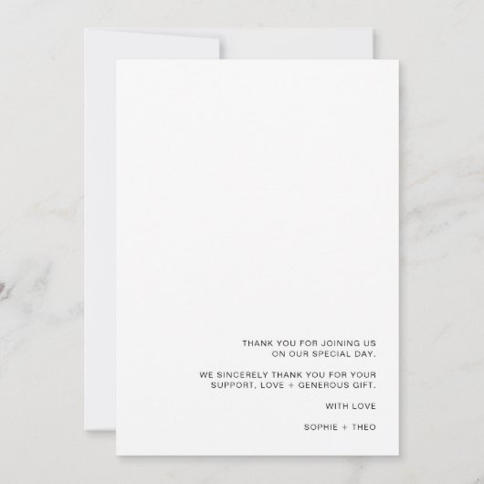 Informele Minimalist | Moderne Retro Casual Trouwd Bedankkaart (Achterkant)