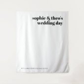 Informele Minimalist | Retro Trouwfoto Achtergrond Wandkleed (Voorkant)