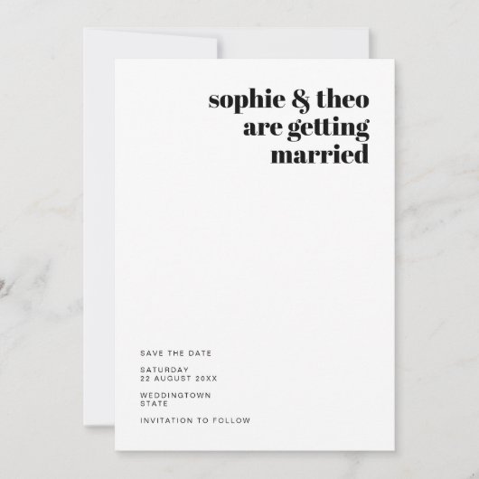 Informele minimalistische | Moderne retro-casuatie Save The Date (Voorkant)