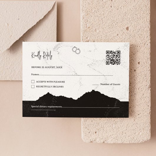 Informele minimalistische zwart-wit | QR-code RSVP