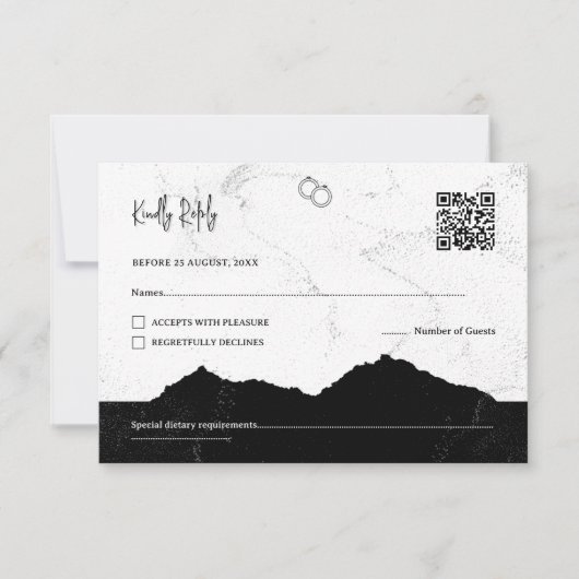 Informele minimalistische zwart-wit | QR-code RSVP (Voorkant)
