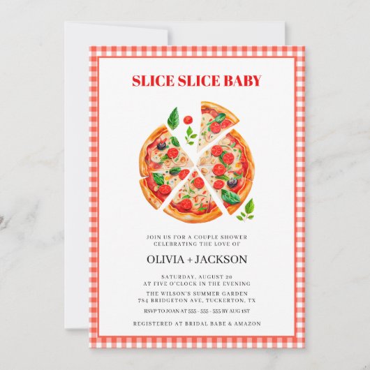 Informele moderne pizzafeest trouwkoppel bruiloft kaart (Voorkant)