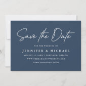 Informele Navy Trouwscript Save The Date (Voorkant)
