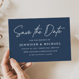 Informele Navy Trouwscript Save The Date