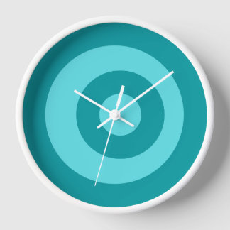 Informele ronde turquoise wandklok