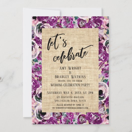 Informele Roze Bloemen Jute Kaart (Voorkant)
