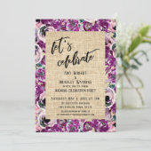 Informele Roze Bloemen Jute Kaart (Staand voorkant)