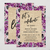 Informele Roze Bloemen Jute Kaart (Voorkant / Achterkant)