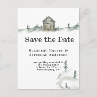 Informele Rustieke Gezinscabin Save the Date | Aankondigingskaart