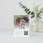 Informele Script foto Overlay QR bruiloft details Informatiekaartje (Staand voorkant)