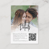 Informele Script foto Overlay QR bruiloft details Informatiekaartje (Voorkant)