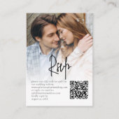 Informele Script Foto Overlay QR Bruiloft RSVP Informatiekaartje (Voorkant)