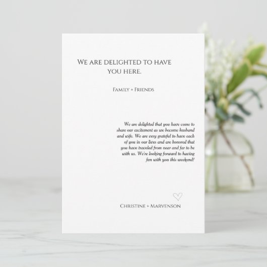 Informele script huwelijksontvangsten & route week aankondiging (Staand voorkant)