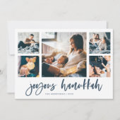 Informele script multi-fotogrid | Vrolijke Hanukka Feestdagenkaart (Voorkant)