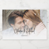 Informele Script Namen Proost Foto Huwelijksgunst Sparkling Wijnetiket (Enkel label)