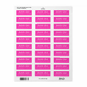 Informele script neon roze trouwretouradres etiket (Full Sheet)