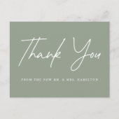 Informele Script Sage Groen Trouw Dankjewel Briefkaart (Voorkant)