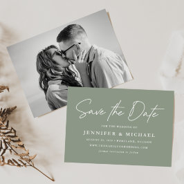 Informele script sage groene foto save the date