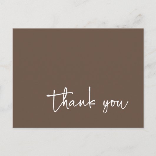 Informele script typografie bruine bedankt briefkaart (Voorkant)