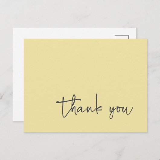 Informele script typografie citroengele bedankt briefkaart (Voorkant / Achterkant)