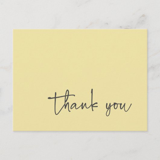 Informele script typografie citroengele bedankt briefkaart (Voorkant)