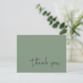 Informele script typografie salie groen bedankt briefkaart (Staand voorkant)
