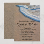 Informele strand zand zee schuim bruiloft kaart (Voorkant / Achterkant)