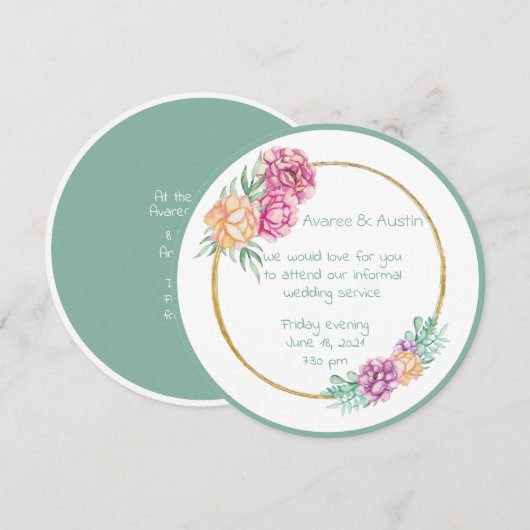 Informele Trouwdag Aquarel Bloemen Kaart (Voorkant / Achterkant)