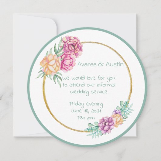 Informele Trouwdag Aquarel Bloemen Kaart (Voorkant)