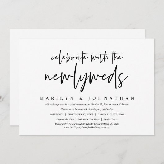 Informele trouwerij-diner viering kaart (Voorkant / Achterkant)