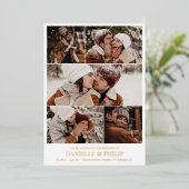 Informele trouwfoto collage folie uitnodiging (Staand Voorkant)