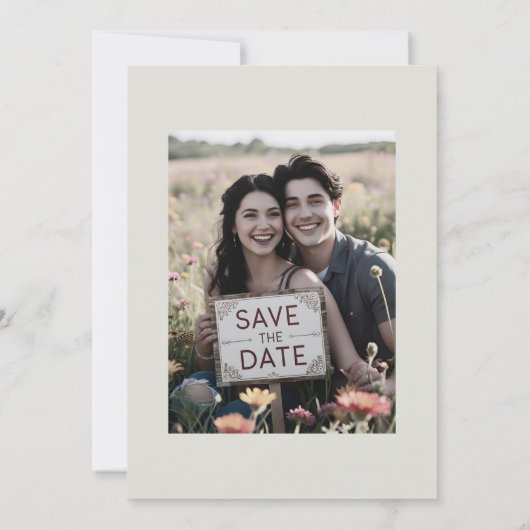 Informele trouwfoto's Save the Date Off White (Achterkant)
