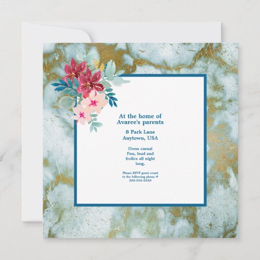 Informele trouwkaart met waterverf bloemen kaart (Achterkant)