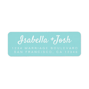 Informele Turquoise Huwelijks Retouradres Script Etiket