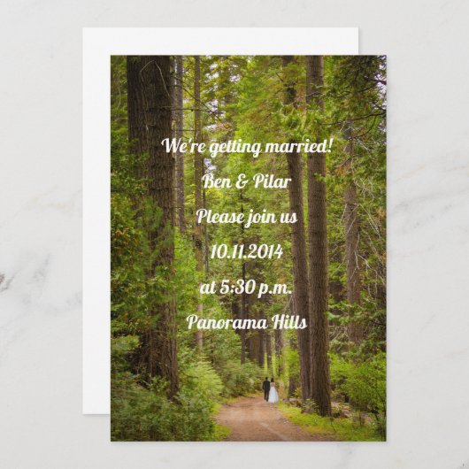 Informele uitnodiging voor Rustic Forest Wedding (Voorkant / Achterkant)