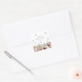 Informele Vlinder Bloemrijke Bruiloftsdouche Vierkante Sticker (Envelop)