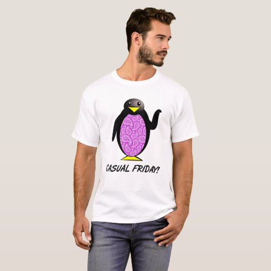 Informele Vrijdag Pinguïn Grappige T-shirt (Voorkant volledig)