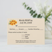 Informele Zonnebloem RSVP Kaart (Staand voorkant)