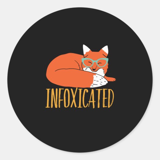 Infoxicated Funny Fox Pun Party Drink en afval Ronde Sticker (Voorkant)